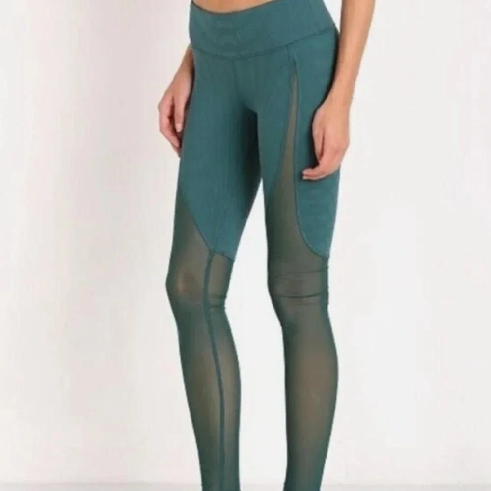 Alo Yoga Motion Yoga Leggings Green Sheer Women's Size Small*